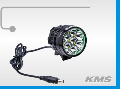 Фара  LED, передняя, алюминиевая, 8200 люмен, семь диодов, с акб 8.4V, 3 режима работы, "KMS"