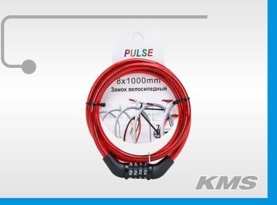 Велозамок "Pulse", трос Ø 8*1000, кодовый.