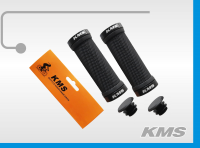 Ручка руля "KMS" 90мм, рисунок "мелкий шип", цвет черный, алюминиевые наконечники с двух сторон, инд. упак. блистер "KMS"
