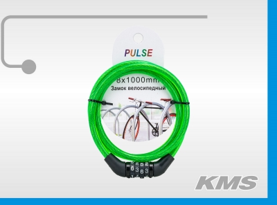 Велозамок "Pulse", трос Ø 8*1000, кодовый.